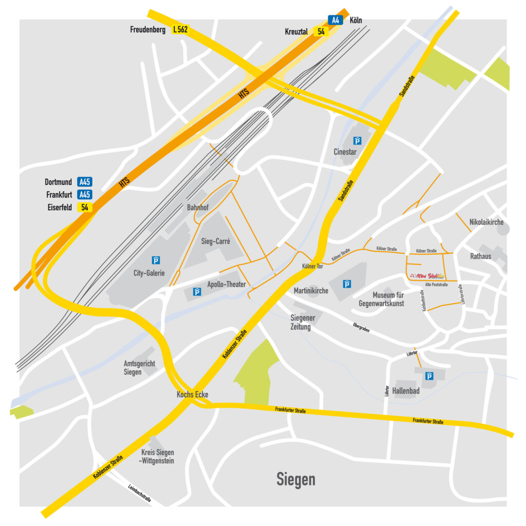 Lageplan Siegener Oberstadt mit Schuhbidu